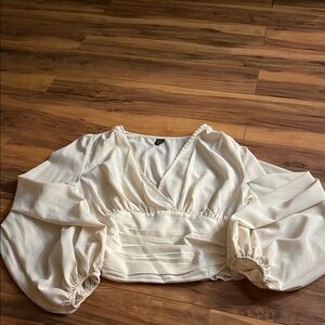 SHEIN Cream Blouse with Puff Sleeves